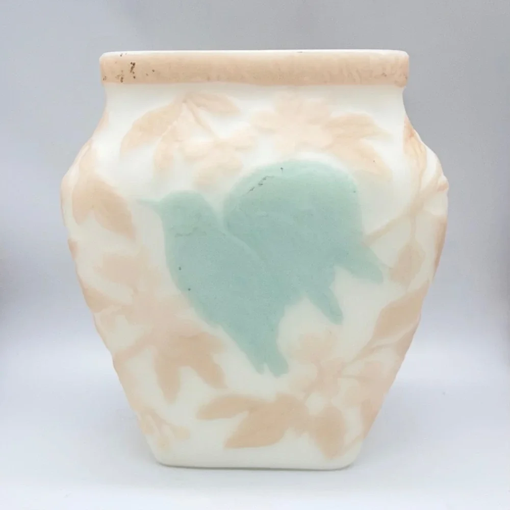 Consolidated Phoenix Glass Love Birdsl Satin Vase Art Deco 1 of 2